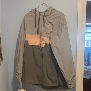 Men's Gray and Tan Hooded Jacket